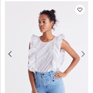 Madewell White Eyelet Bellflower Top